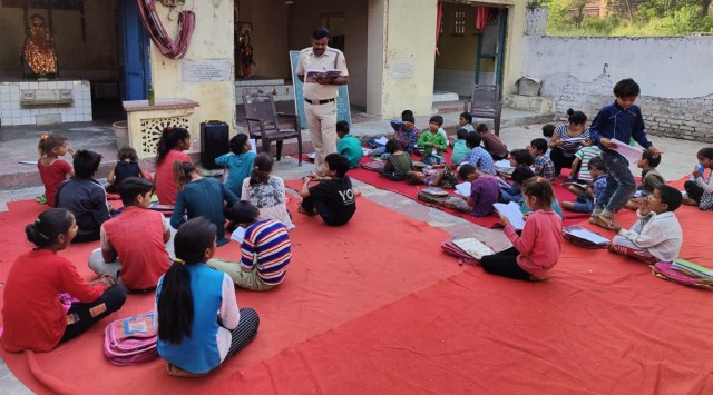 The classes are held at a temple courtyard in the Red Fort parking lot. (Express Photo)