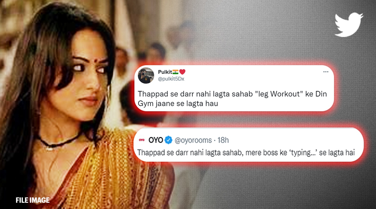 Dabangg, Dabangg memes, Dabangg thappad memes, Dabangg jokes, oyo rooms, oyo rooms jokes, Thappad Se Darr Nahi Lagta Sahab, indian express