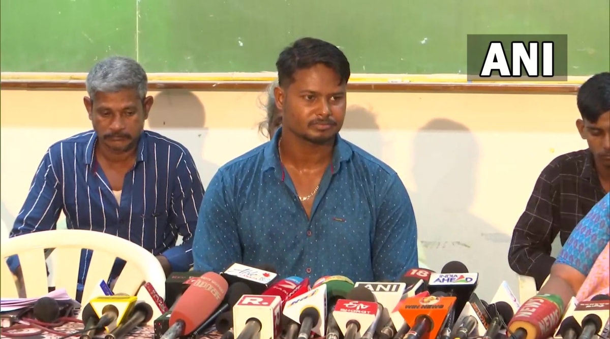 Vinod, the victim's elder brother, speaks to the press, on Saturday. (Twitter/@ANI)