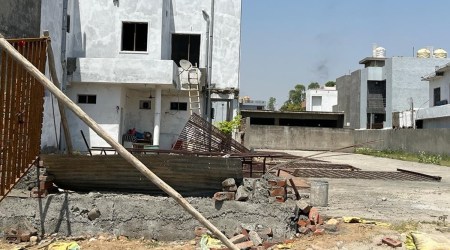 Photo of the boundary wall after demolition. (Express photo)