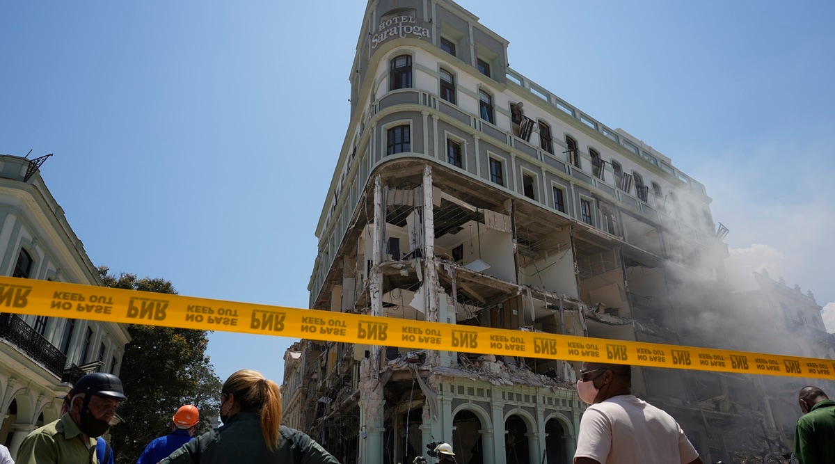 The five-star Hotel Saratoga is heavily damaged after an explosion in Old Havana, Cuba, Friday, May 6, 2022. (AP)