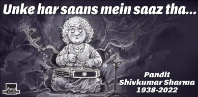 Amul topical Pandit Shivkumar Sharma, Pandit Shivkumar Sharma topical Amul, Amul topical santoor legend, Pandit Shivkumar Sharma santoor maestro, Indian Express