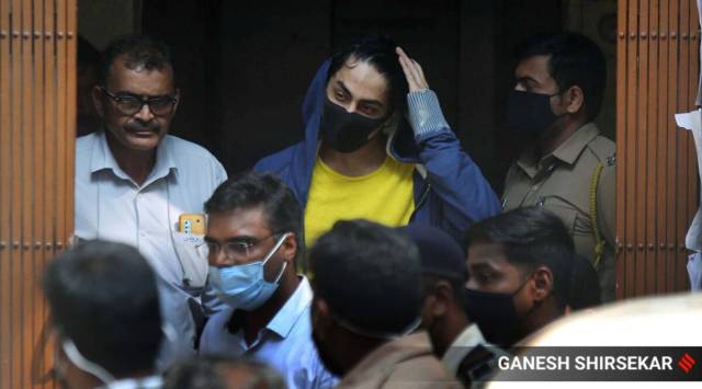 Aryan Khan arrives at a court in Mumbai in connection with the drugs case. (Express Photo: Ganesh Shirsekar, File)
