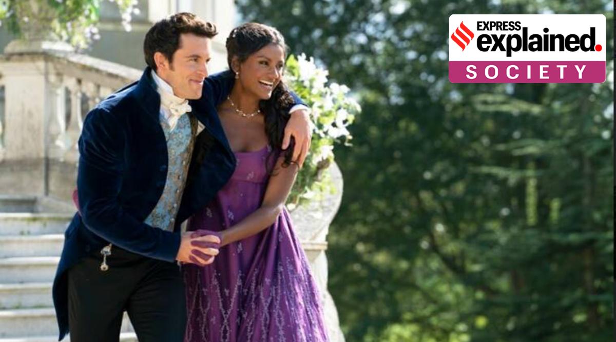 Viscount Anthony Bridgerton and Kathani Sharma are seen in this still from Bridgerton Season 2. (Credit: Liam Daniel/Netflix)