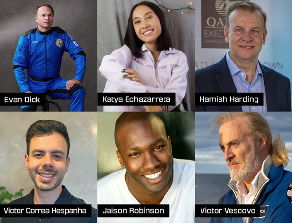 Crew members of blue origin NS21 mission