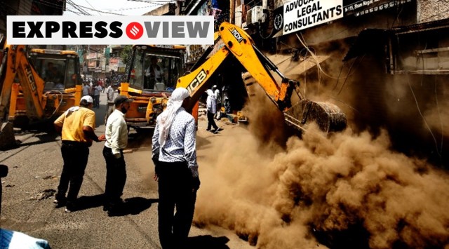 The current demolition drive raises questions about due process, and occurs against the backdrop of the Supreme Court's recent intervention. (Express Photo: Praveen Khanna)