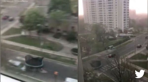 thunderstorms in Canda, trampoline flies down, thunderstorm video, thunderstorm, trampoline flying down video, storm, indian express