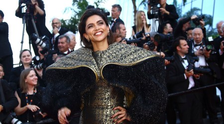 Jury member Deepika Padukone poses for photographers upon arrival at the premiere of the film 'Elvis' at the 75th international film festival (Source: AP)