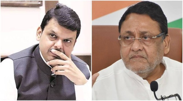 Former Maharashtra chief minister Devendra Fadnavis(L)and Nawab Malik. (File)