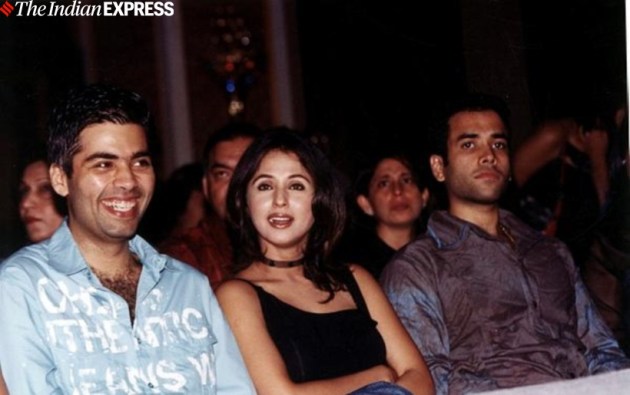 Film star Karan Johar, Urmila Matondkar and Tushar Kapoor. Express archive photo