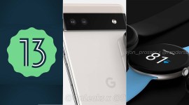 Google IO 2022 featuring android 12 logo, pixel 6a and pixel watch