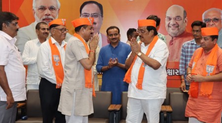 Those who joined BJP included president of Gujarat State Principals' Association Jayvantsinh Sarvaiya, Kamlesh Patel from Hemchandracharya North Gujarat University, Kripalsinh Parmar and Naransinh Dodiya from Saurashtra University and R S Patel from Gujarat University. (Twitter/@BJP4Gujarat)