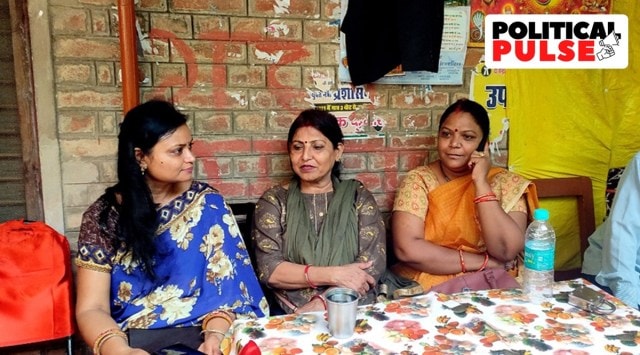 (Left to right) Sita Sahu, Manju Vyas and Rekha Pathak at the Varanasi court on Wednesday. (Express Photo: Anand Singh)