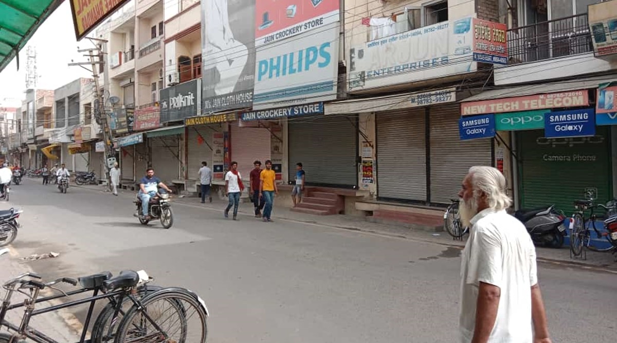 Mansa observed a bandh on Monday. (Express Photo)
