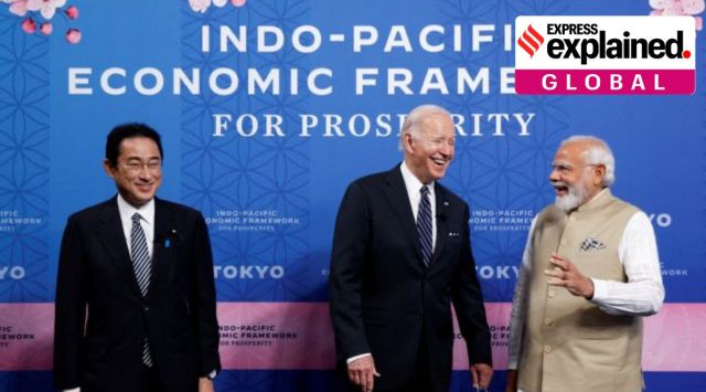 Prime Minister Narendra Modi, US President Joe Biden and Japan's PM Fumio Kishida attend the Indo-Pacific Economic Framework for Prosperity (IPEF) launch event at Izumi Garden Gallery in Tokyo, Japan, May 23, 2022. (Reuters Photo: Jonathan Ernst)