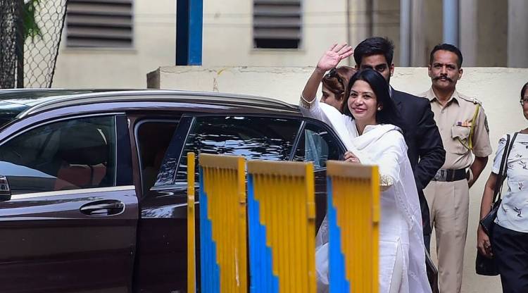 Former media executive Indrani Mukherjea comes out of the Byculla Women's Jail after getting bail in the Sheena Bora murder case, in Mumbai, Friday. (PTI)
