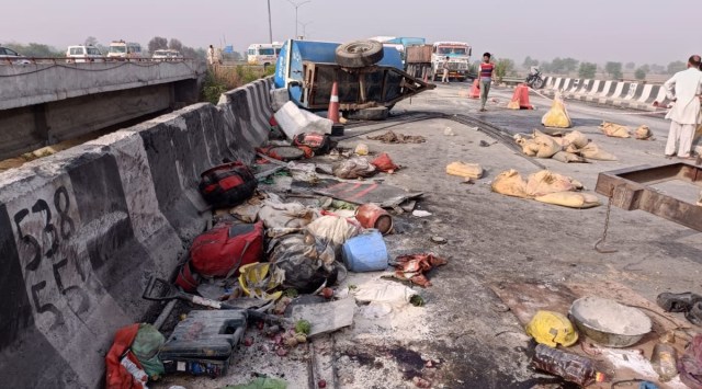 The site of the accident in Bahadurgarh area of Jhajjar. (Express Photo: Manoj Dhaka)