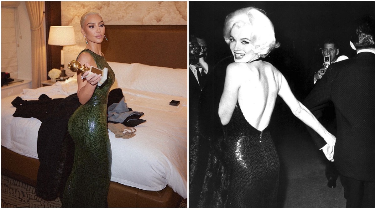 Kim Kardashian changed into Marilyn Monroe's 1962 Golden Globes dress after  Met Gala | Fashion News - The Indian Express
