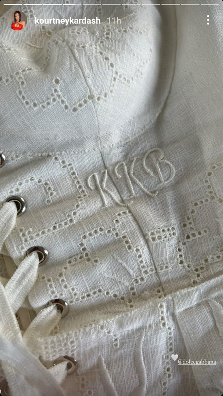 Here’s what was embroidered on Kourtney Kardashian’s wedding dress