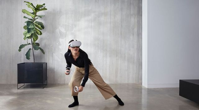 A person using Meta's Oculus Quest 2