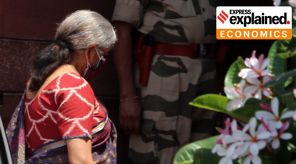 Union Finance Minister Nirmala Sitharaman arrives at the Finance Ministry for a GST Council meeting. (Express Photo: Prem Nath Pandey, File)