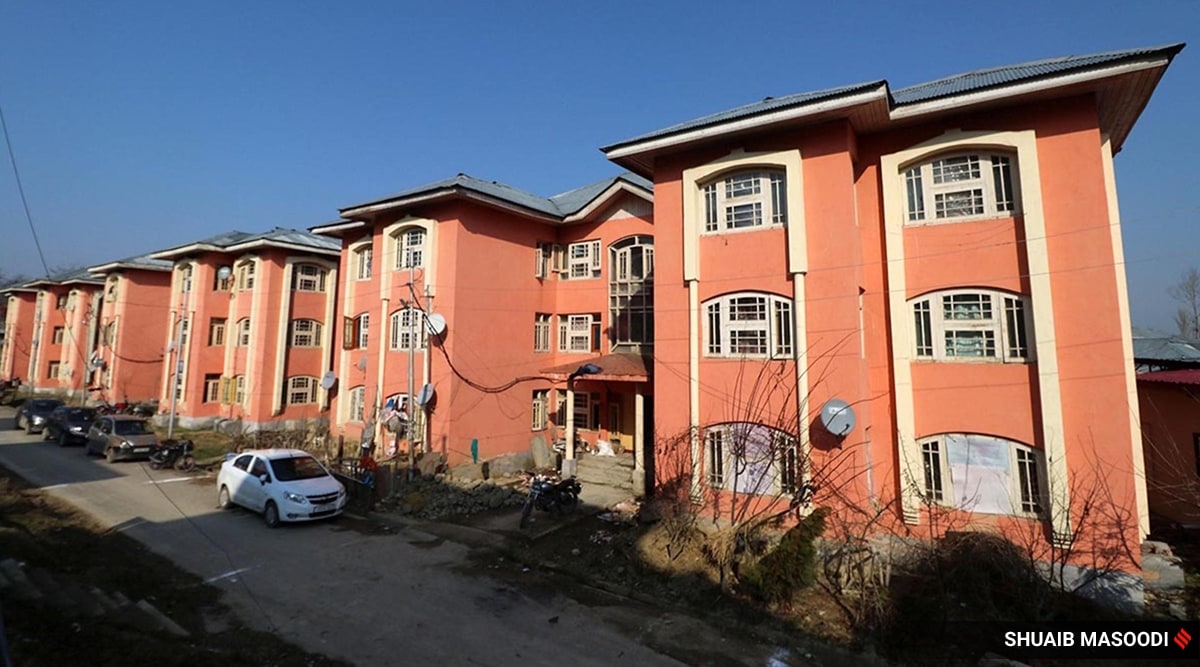 A colony of Kashmiri Pandits in Budgam district. (Express photo by Shuaib Masoodi)