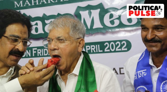 Prakash Ambedkar at an iftar party organised by the Indian Union Muslim League in Mumbai. (Express Photo by Ganesh Shirsekar)
