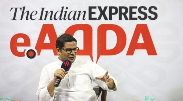 Prashant Kishore at the Express Adda. (Express photo by Abhinav Saha)