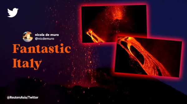 red hot lava, Mount Etna, lava eruption, Mount Etna video, red lava video, indian express