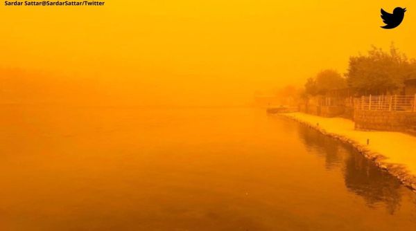 duststorm in Iraq, sandstorm in Iraq, orange sky in Bagdad, orange sky, Iraq, indian express