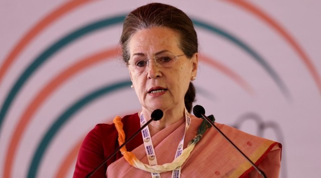 Sonia Gandhi speaks at the Chintan Shivir in Udaipur on Friday. (Photo: AICC)