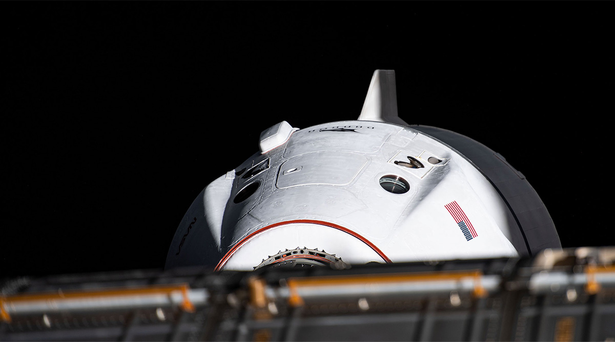SpaceX Crew 3 dragon capsule is pictured here, undocking from ISS