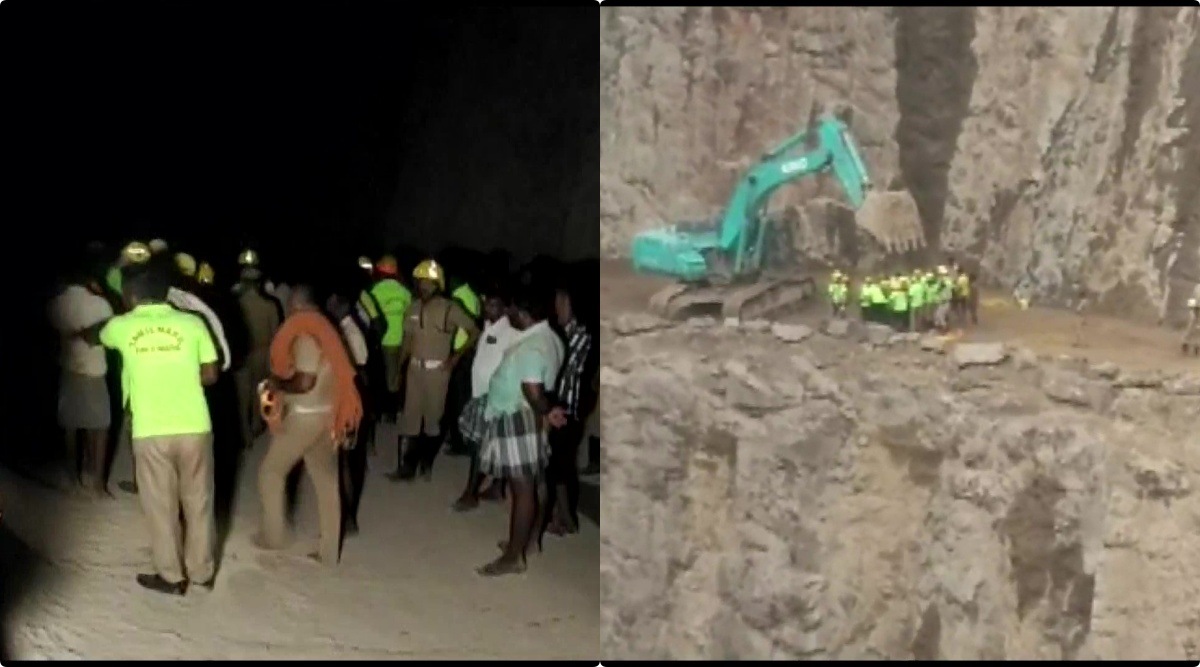 Four trapped inside 300-feet Tamil Nadu quarry; NDRF carries out rescue ops | Cities News,The Indian Express Four trapped inside 300-feet Tamil Nadu quarry; NDRF carries out rescue ops | Cities News,The Indian Express