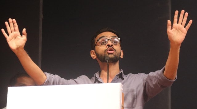 Student activist Umar Khalid speaks during the ‘Students against CAA and NRC Conference’, at YB Chavan Centre in Nariman Point. (Express photo by Ganesh Shirsekar, file)