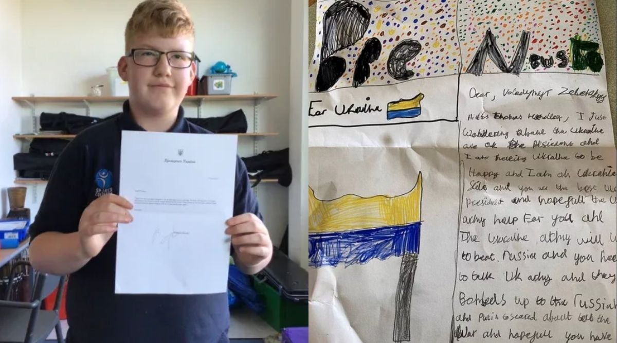 boy gets letter from Zelenskyy, boy gets reply from Ukrainian president, letter from Ukrainian president, Ukraine, Poland, war in Ukraine, indian express