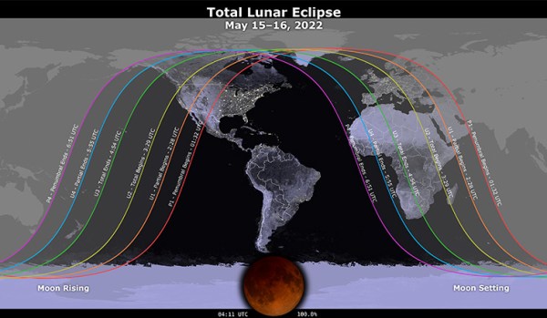 A visiblity map of the lunar eclipse.