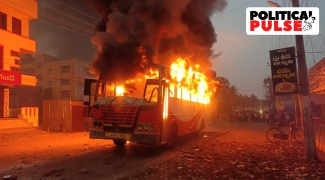 The protesters also set fire to police vehicles and buses.