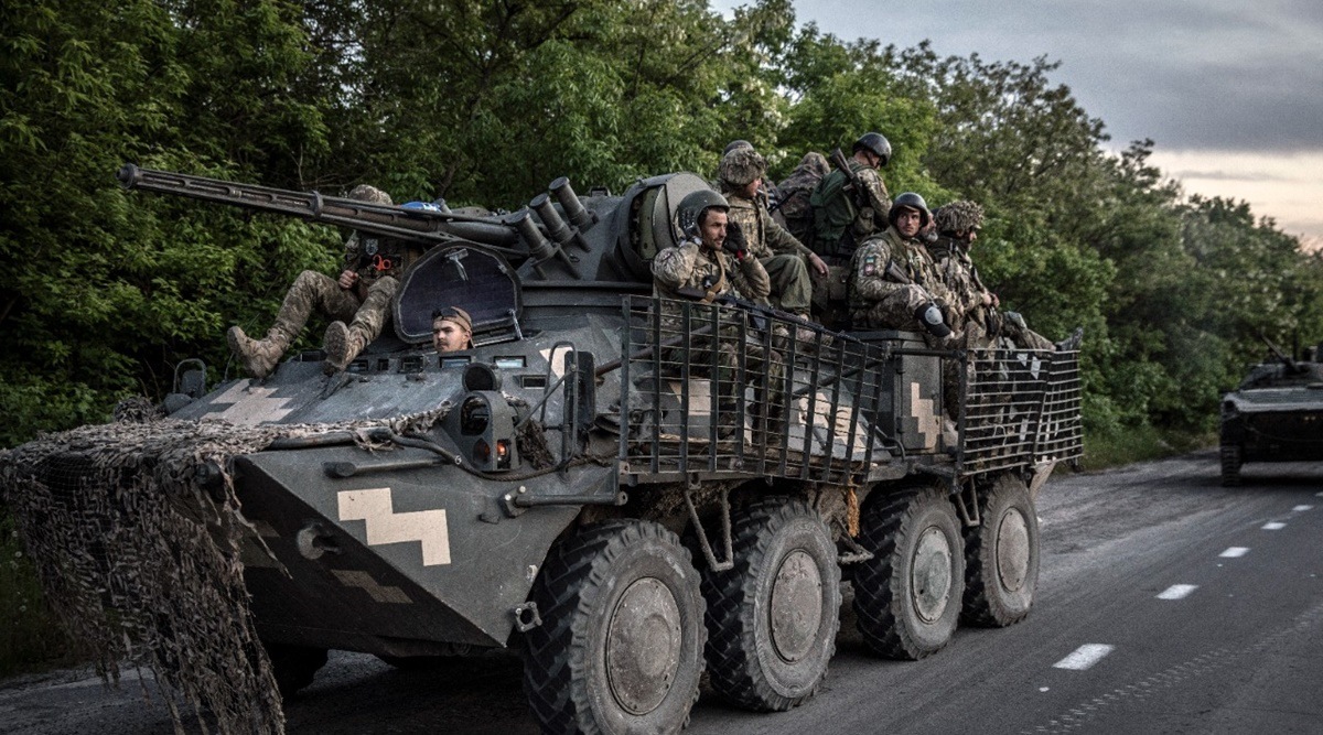 Ukrainian soldiers on aboard an armored vehicle heading toward the front line near Kramatorsk, in Ukraine’s eastern Donetsk region. Brussels supports Kyiv’s battle against Russia, but gaining full membership to the European Union could take years. (The New York Times)