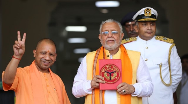 UP CM Yogi Adityanath with state Finance Minister Suresh Khanna. (Express Photo by Vishal Srivastav)