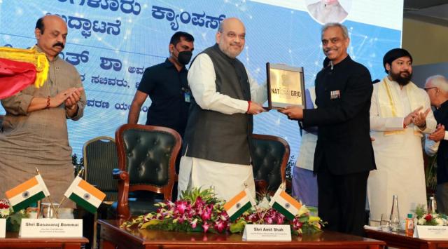 Union Home Minister Amit Shah at the inauguration of the National Intelligence Grid (NATGRID) Bengaluru Campus, in Bengaluru. (PTI Photo)