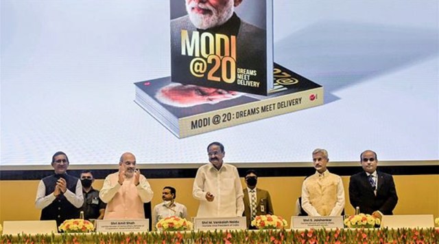 Modi@20: Dreams Meet Delivery, Narendra Modi book, amit shah, amit shah on modi, jaishankar on PM Modi, venkaiah naidu on PM Modi, indian express, latest news