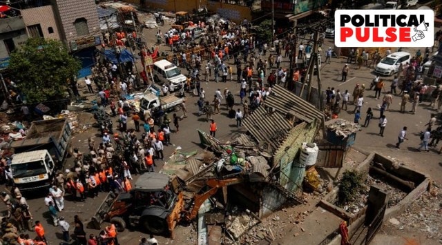 A view of the site where anti-encroachment drive was carried out at Jahangirpuri in New Delhi. (Express photo by Praveen Khanna)