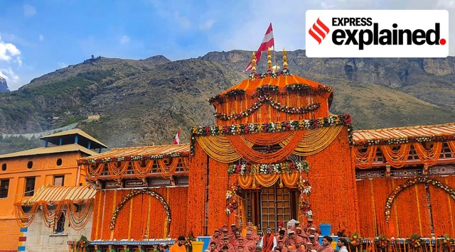 Pilgrims visit Badrinath Temple after it reopened for devotees, in Badrinath. (PTI)