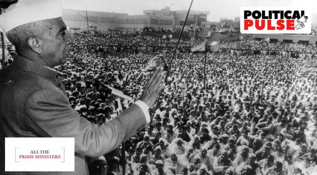 Chaudhary Charan Singh addressing a public meeting at Barot in Uttar Pradesh. (Express Archive Photo)