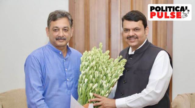 Sambhajiraje Chatrapati greeting Opposition leader Devendra Fadnavis earlier this week.