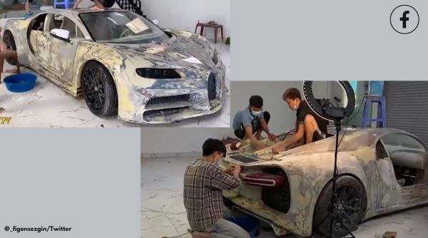Vietnam youth make Bugatti Chiron model using clay, Bugatti Chiron made from clay, Bugatti Chiron replica made from clay in Vietnam, Indian Express