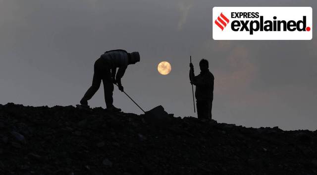 Workers at a coal mine in Jharkhand. (Partha Paul/Express Archive)