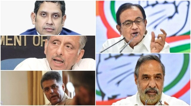 (Clockwise) P Chidambaram, Anand Sharma, Manish Tewari, Mani Shankar Aiyar and AICC Data Analytics head Praveen Chakravarty.
