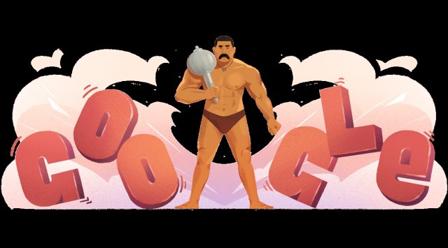 Google doodle, Google doodle today, google, The great Gama, Gama pehlwan, wrestler, Ghulam Mohammad Baksh Butt, Amritsar, 1947 partition, India news, Indian express, Indian express news, current affairs