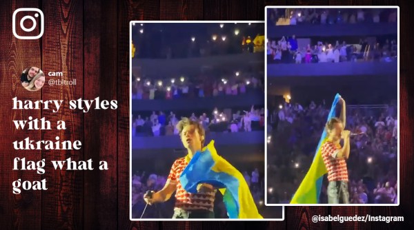 Harry Styles, Harry styles Ukraine flag, Harry Styles Ukraine solidarity, Harry styles concert Ukraine, Ukraine war, Indian Express